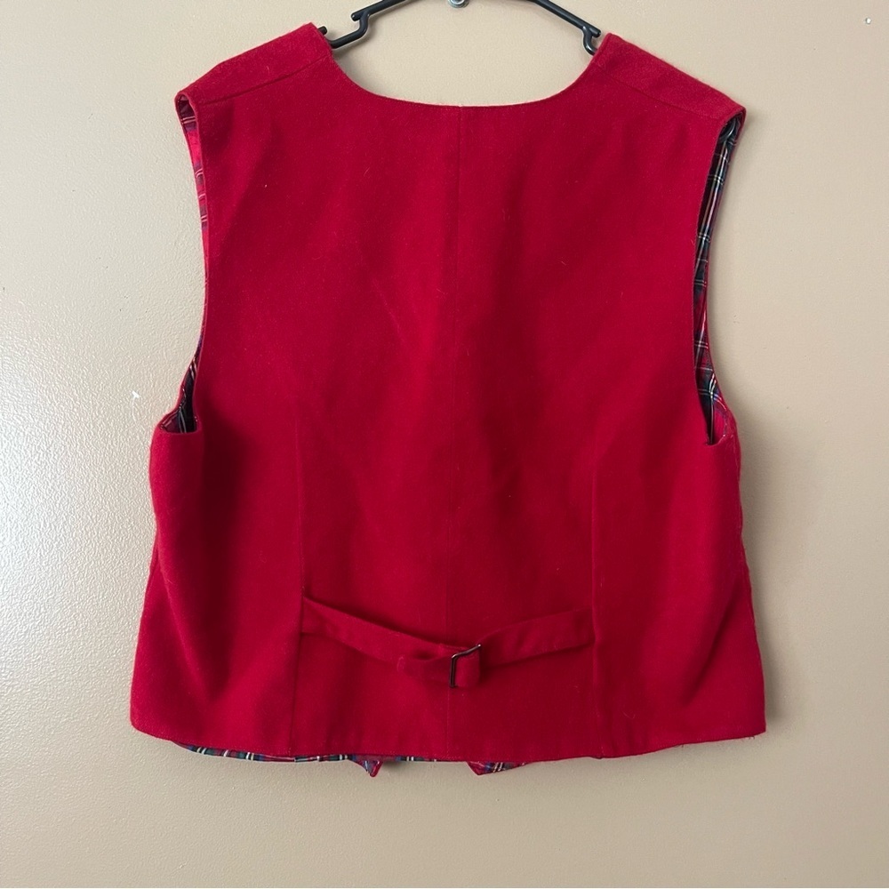 Karen Scott Vibrant Red Checkered Penguin Vest new without tags size large - Picture 7 of 7